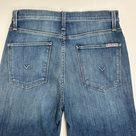 Hudson Noa Jeans Medium Blue Denim Raw Hem High Rise Straight Ankle Cotton 26 - Picture 4 of 12